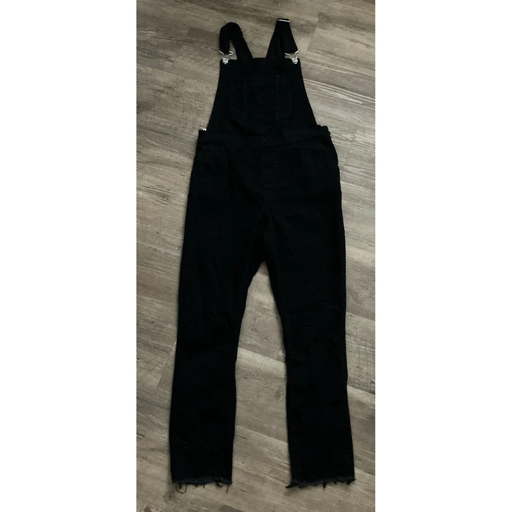 Abercrombie & Fitch Denim Bib Overalls Women's Size 27 4 Raw Hem Black Cute!